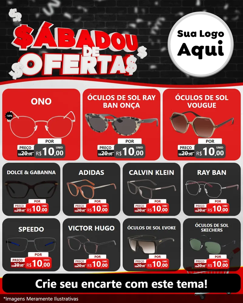 Modelo de Rede Social para Feed Instagram com o tema Sabadou de Ofertas para Óticas