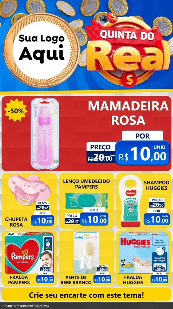 Modelo de Rede Social para Stories com o tema Quinta do Real para Bebês