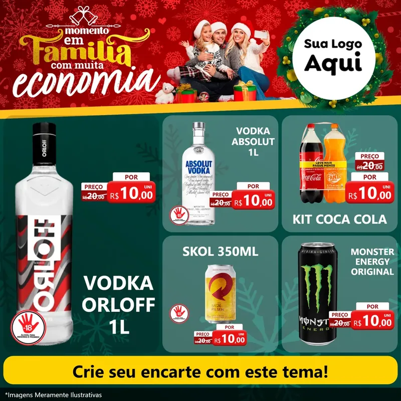 Modelo de Rede Social para Feed Facebook com o tema Momento em Família (Natal) para Distribuidora de bebidas
