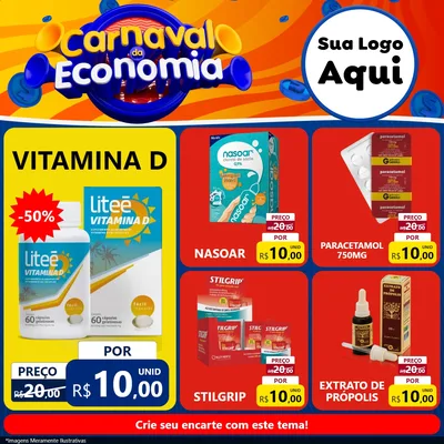 Modelo de Rede Social para Feed Facebook com o tema Carnaval da Economia para Farmácia