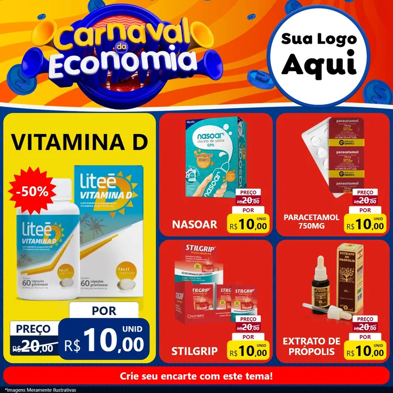 Modelo de Rede Social para Feed Facebook com o tema Carnaval da Economia para Farmácia