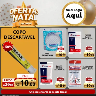 Modelo de Rede Social para Feed Facebook com o tema Ofertas De Natal E Ano Novo para Embalagens