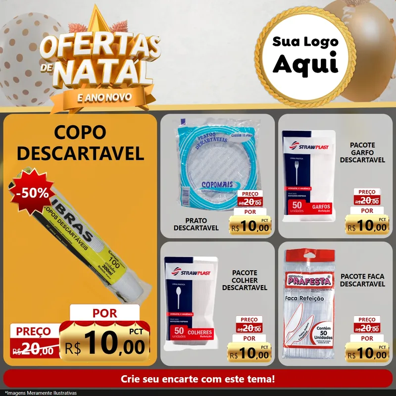 Modelo de Rede Social para Feed Facebook com o tema Ofertas De Natal E Ano Novo para Embalagens