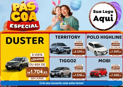 Modelo de Encarte para Encarte A4 Horizontal com o tema Páscoa Especial para Concessionaria de Carros