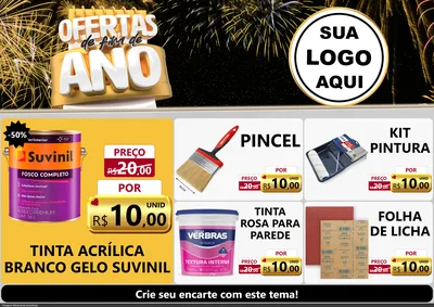 Modelo de Encarte para Encarte A4 Horizontal com o tema Ofertas de Fim de Ano para Tintas e Ferramentas