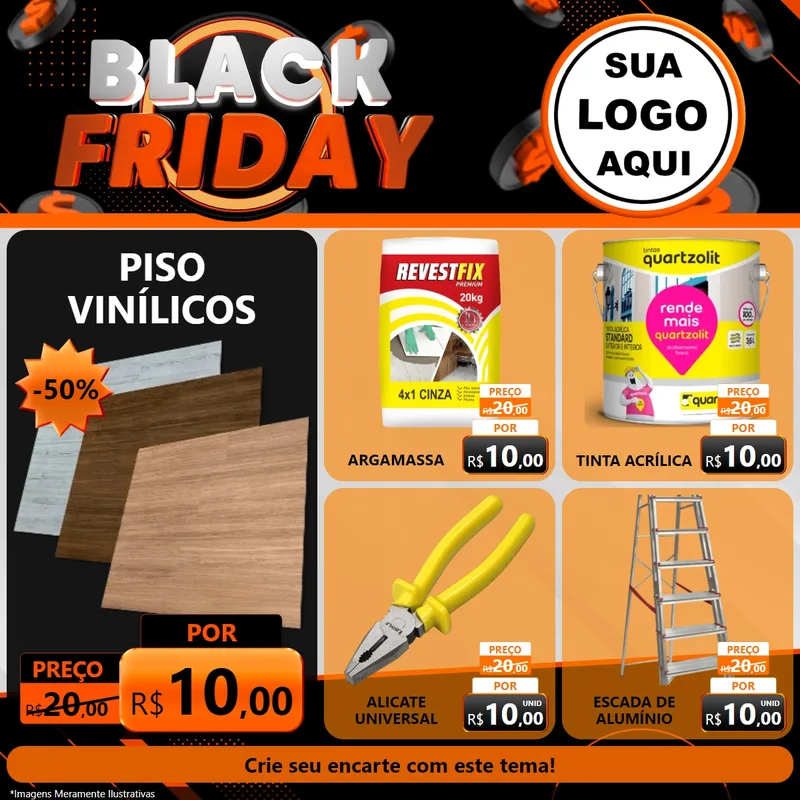 Modelo de Rede Social para Feed Facebook com o tema Black Friday para Material para Construção