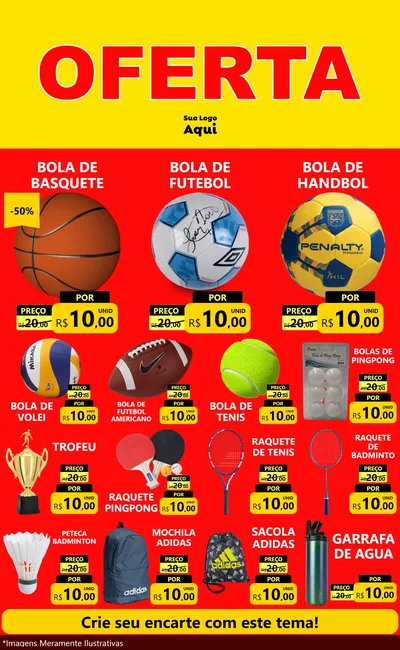 Modelo de Encarte para Encarte Grande com o tema OFERTA - Vermelho Cartaz para Artigos Esportivos