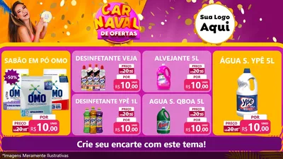 Modelo de TV para TV Horizontal com o tema Carnaval de Ofertas para Produtos de Limpeza