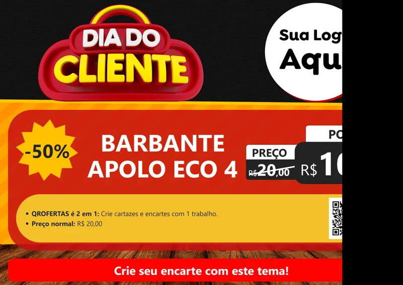 Modelo de Cartaz para Cartaz A4 Horizontal com o tema Dia do Cliente para Armarinho e Aviamentos