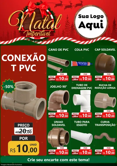 Modelo de Encarte para Encarte A4 Vertical com o tema Natal Imperdível para Tubos e conexões