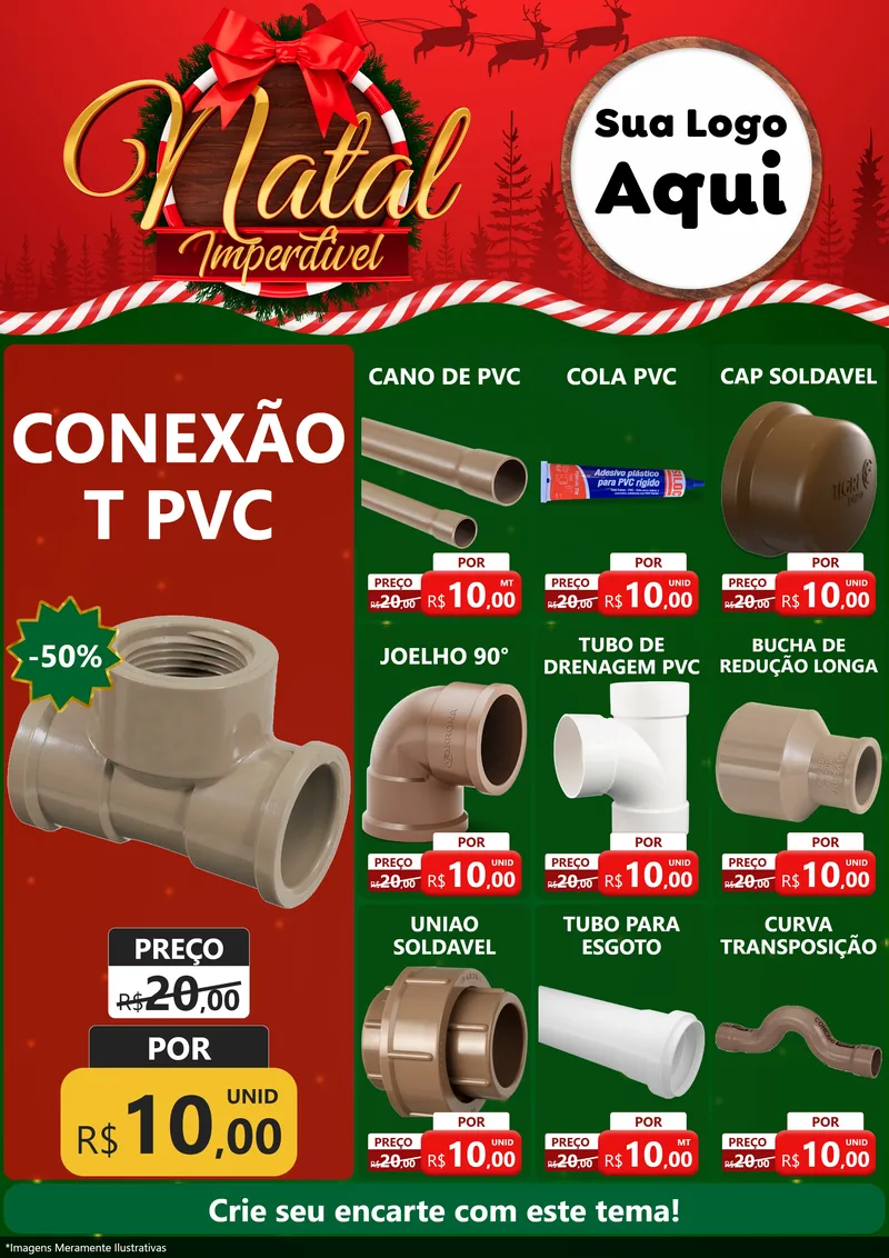 Modelo de Encarte para Encarte A4 Vertical com o tema Natal Imperdível para Tubos e conexões