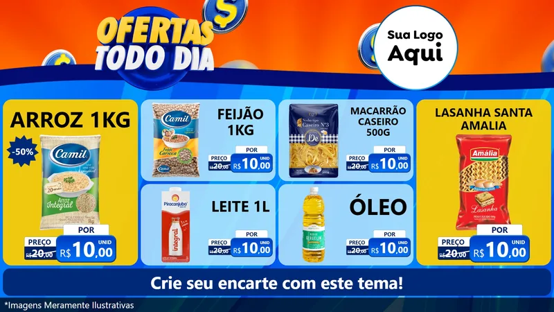 Modelo de TV para TV Horizontal com o tema Ofertas Todo Dia para Supermercado