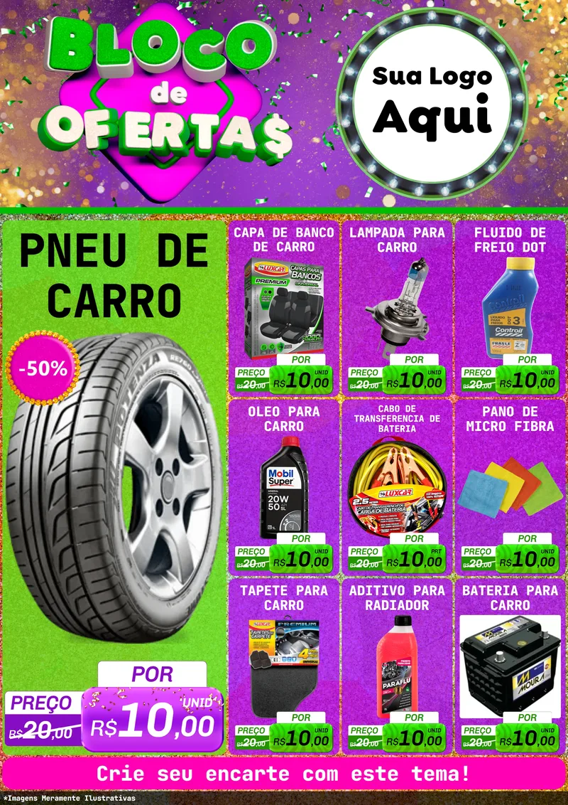 Modelo de Encarte para Encarte A4 Vertical com o tema Bloco de Ofertas para Auto peças