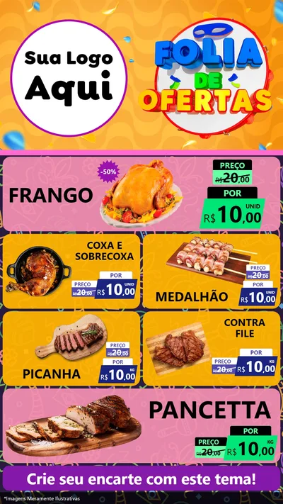 Modelo de TV para TV Vertical com o tema Folia de Ofertas para Assados