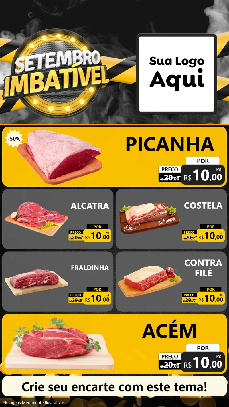 Modelo de TV para TV Vertical com o tema Setembro Imbatível para Açougue