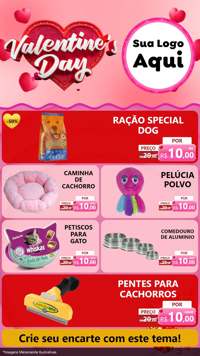 Modelo de TV para TV Vertical com o tema Valentine's Day para Pet Shop