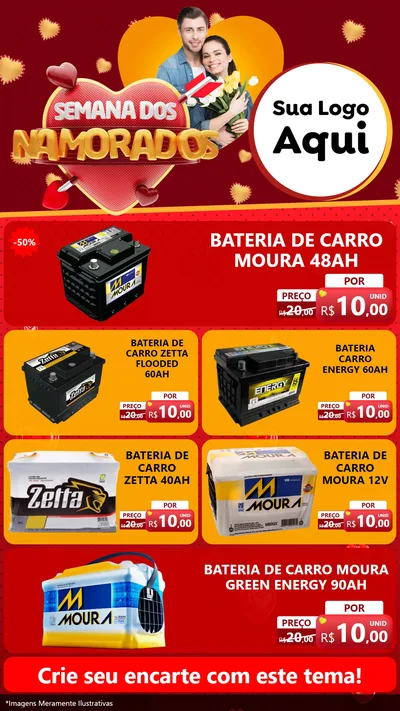 Modelo de TV para TV Vertical com o tema Semana dos Namorados para Baterias Elétricas