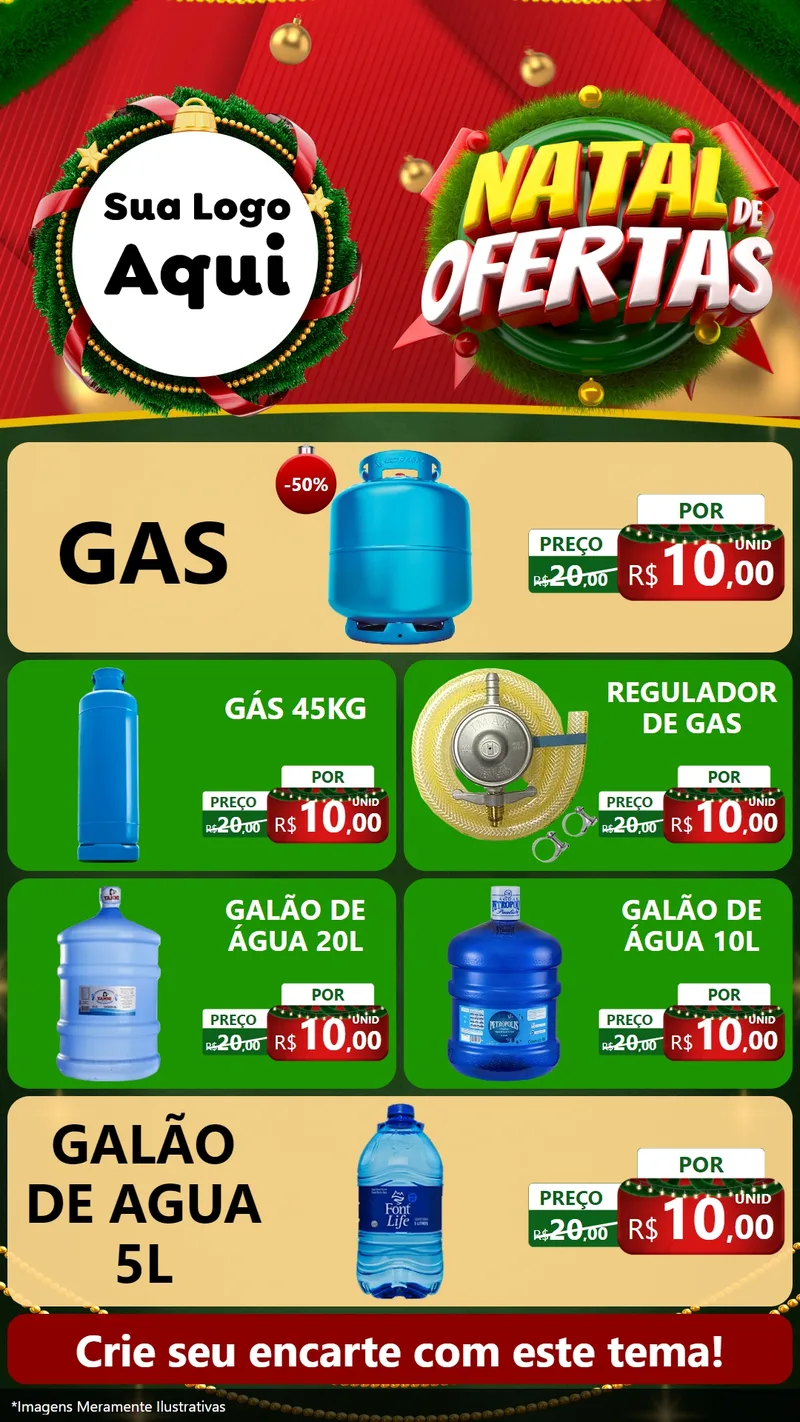 Modelo de TV para TV Vertical com o tema Natal de Ofertas para Água e gás