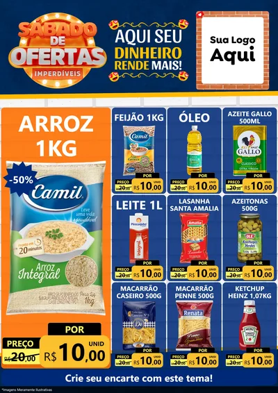 Modelo de Encarte para Encarte A4 Vertical com o tema Sábado de Ofertas Imperdíveis para Supermercado