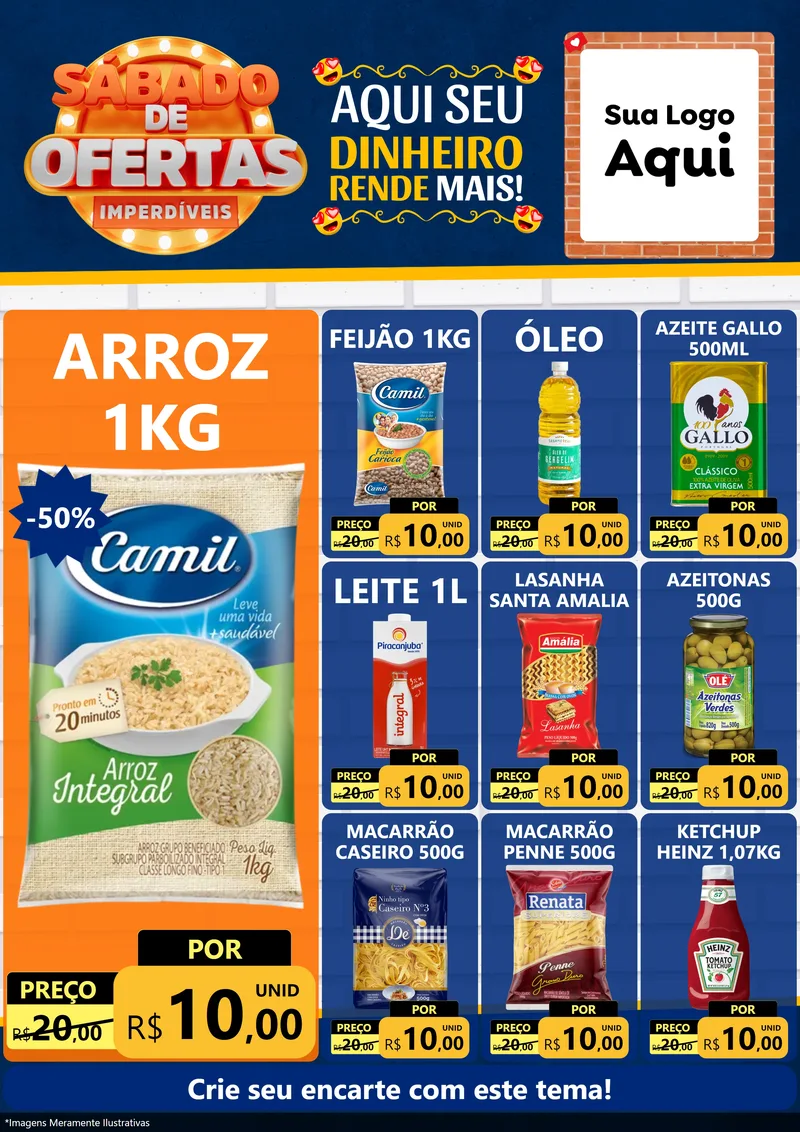 Modelo de Encarte para Encarte A4 Vertical com o tema Sábado de Ofertas Imperdíveis para Supermercado