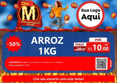 Modelo de Cartaz para Cartaz A4 Horizontal com o tema Dia M - O Dia Mais Barato Do Mês para Supermercado
