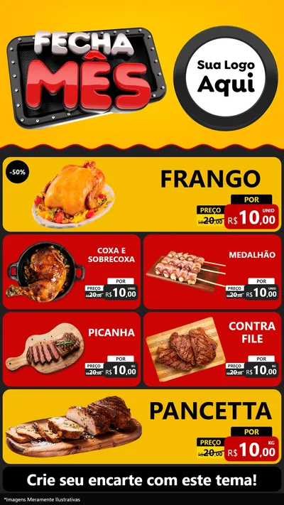 Modelo de TV para TV Vertical com o tema Fecha Mês para Assados
