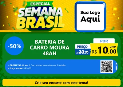 Modelo de Cartaz para Cartaz A4 Horizontal com o tema Especial Semana do Brasil para Baterias Elétricas