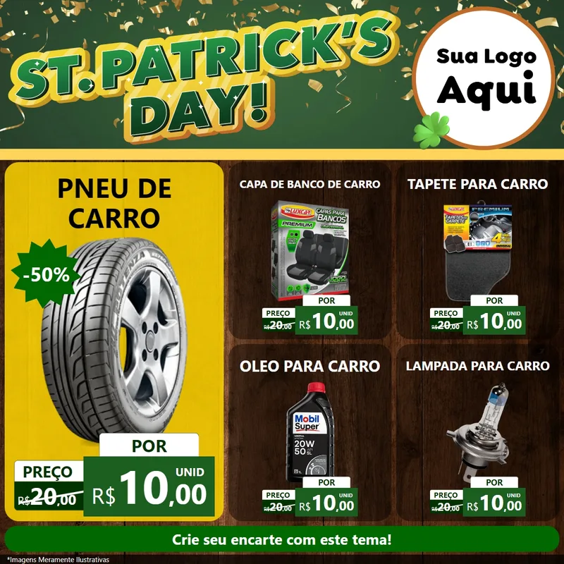 Modelo de Rede Social para Feed Facebook com o tema St Patriks Day para Auto peças