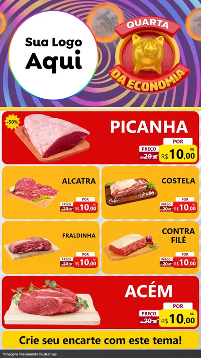 Modelo de TV para TV Vertical com o tema Quarta da Economia para Açougue