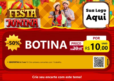 Modelo de Cartaz para Cartaz A4 Horizontal com o tema Festa Junina para Agropecuária