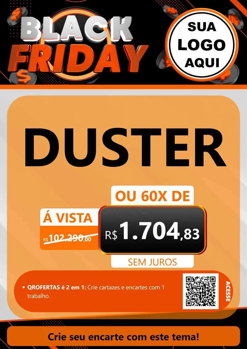 Modelo de Cartaz para Cartaz A4 Vertical com o tema Black Friday para Concessionaria de Carros