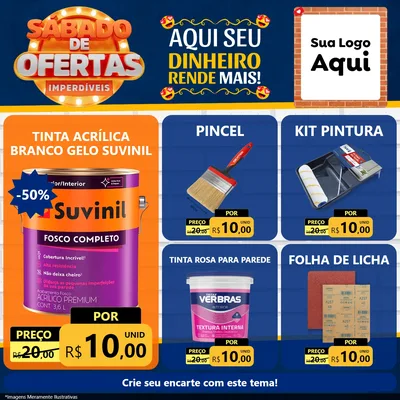 Modelo de Rede Social para Feed Facebook com o tema Sábado de Ofertas Imperdíveis para Tintas e Ferramentas