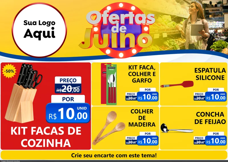 Modelo de Encarte para Encarte A4 Horizontal com o tema Ofertas de Julho para Utilidades Domésticas