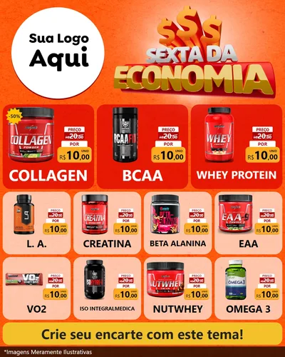 Modelo de Rede Social para Feed Instagram com o tema Sexta da Economia para Suplementos alimentares