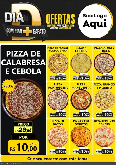Modelo de Encarte para Encarte A4 Vertical com o tema Dia D Mais Economia para Pizzaria