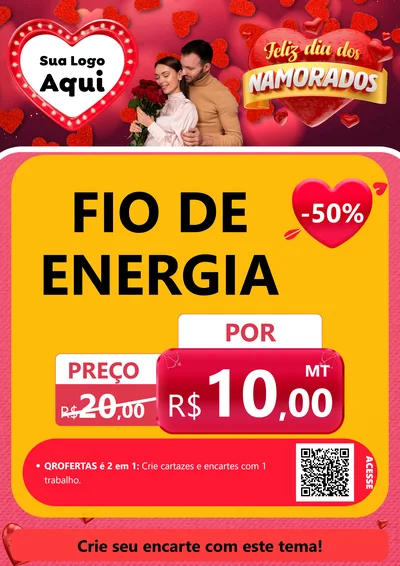 Modelo de Cartaz para Cartaz A4 Vertical com o tema Feliz Dia Dos Namorados para Materiais Elétricos