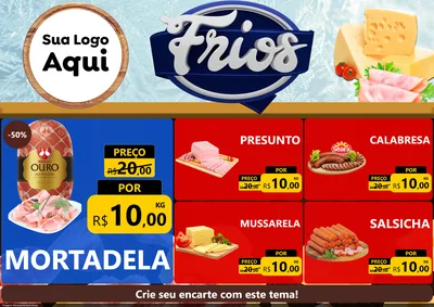Modelo de Encarte para Encarte A4 Horizontal com o tema Frios para Frios e Laticínios