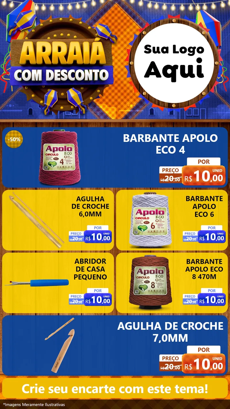 Modelo de TV para TV Vertical com o tema Arraiá Com Desconto para Armarinho e Aviamentos