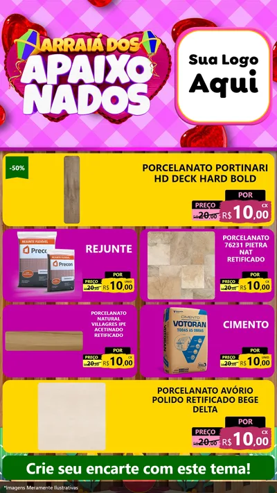 Modelo de TV para TV Vertical com o tema Arraiá dos Apaixonados para Pisos e revestimentos