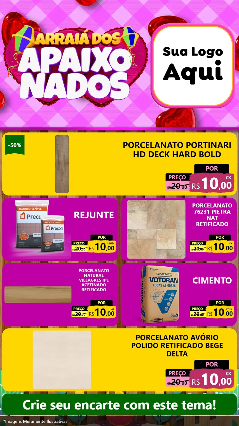 Modelo de TV para TV Vertical com o tema Arraiá dos Apaixonados para Pisos e revestimentos