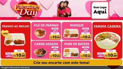 Modelo de TV para TV Horizontal com o tema Valentine's Day para Restaurante