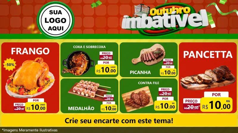 Modelo de TV para TV Horizontal com o tema Outubro Imbatível para Assados