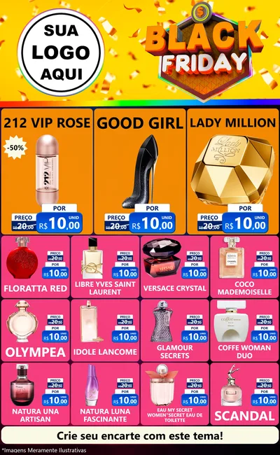 Modelo de Encarte para Encarte Grande com o tema Black Friday para Perfumes