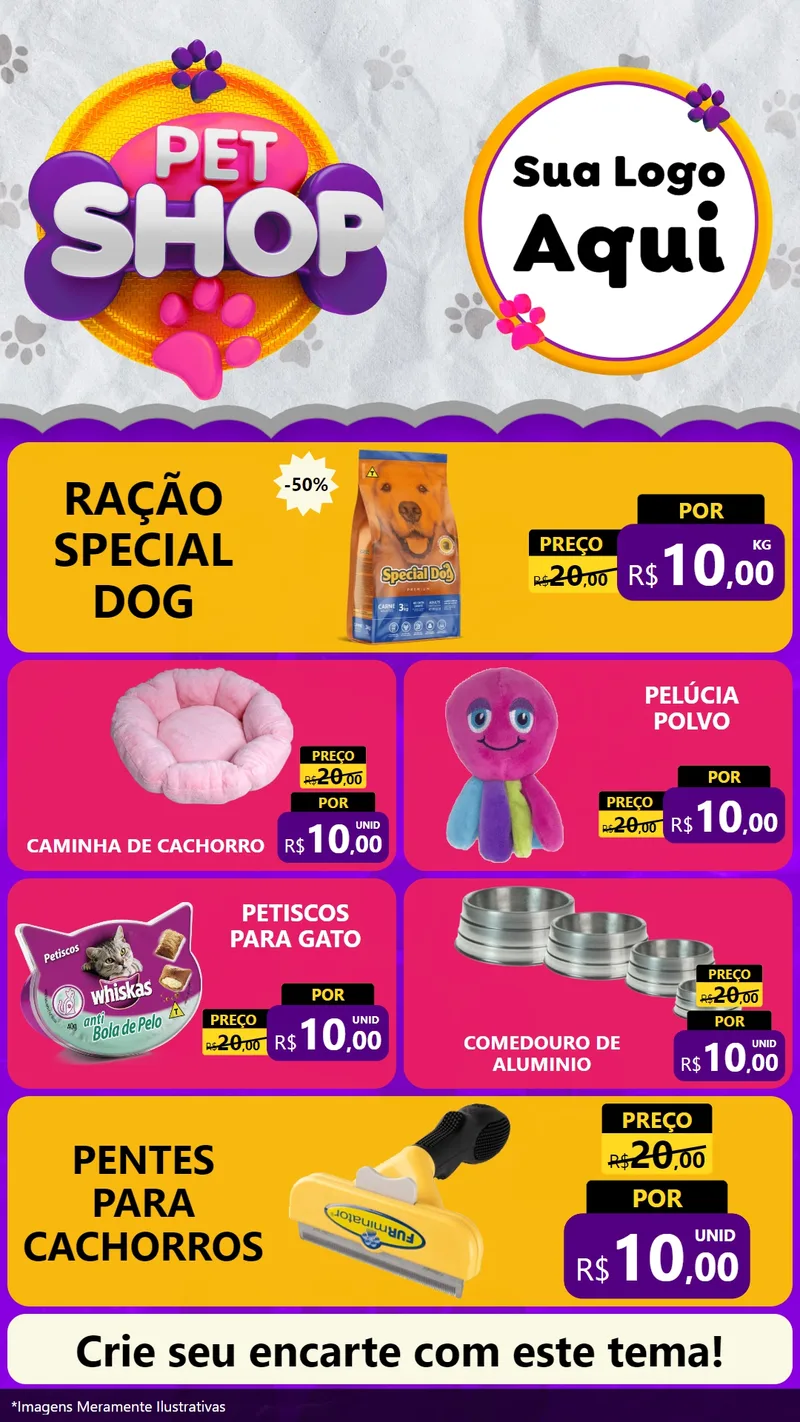 Modelo de TV para TV Vertical com o tema Pet Shop para Pet Shop