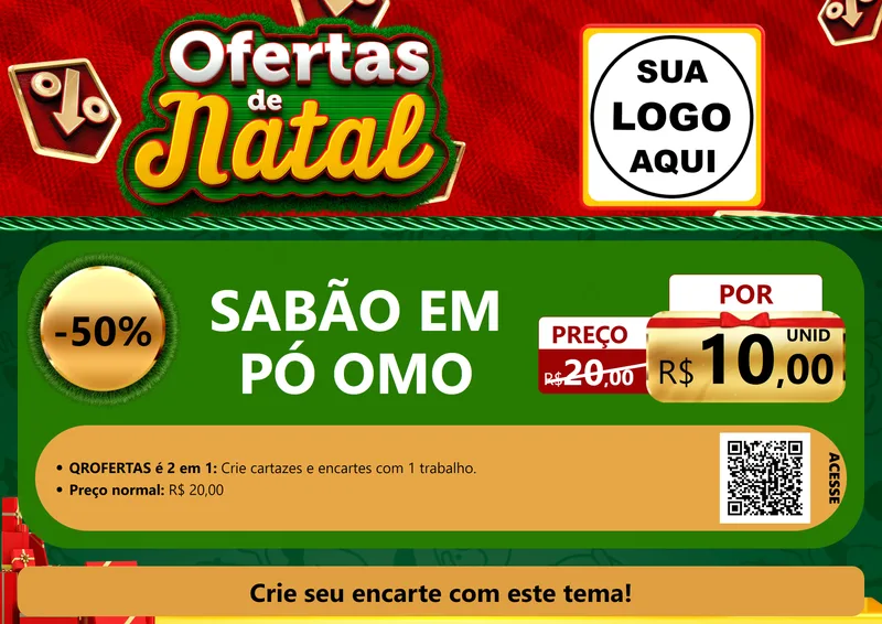 Modelo de Cartaz para Cartaz A4 Horizontal com o tema Ofertas de Natal para Produtos de Limpeza
