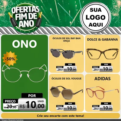 Modelo de Rede Social para Feed Facebook com o tema Ofertas Fim de Ano para Óticas