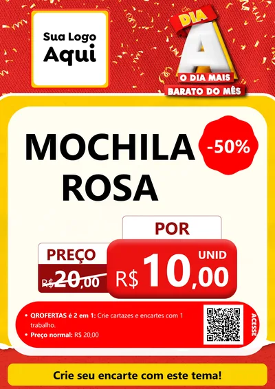 Modelo de Cartaz para Cartaz A4 Vertical com o tema Dia A o Dia Mais Barato do Mês para Papelaria
