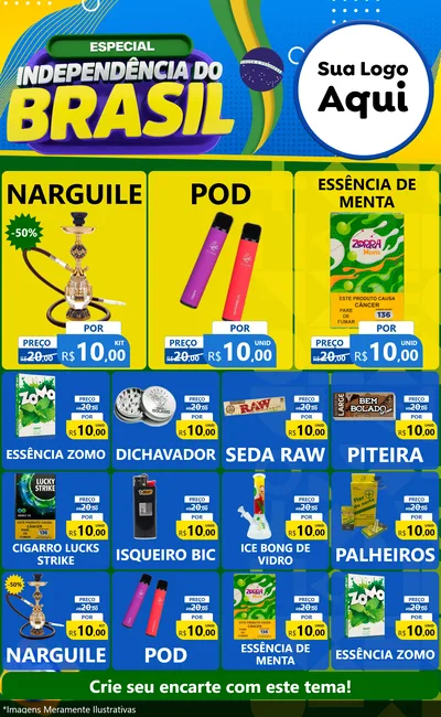 Modelo de Encarte para Encarte Grande com o tema Especial Independência do Brasil para Tabacaria