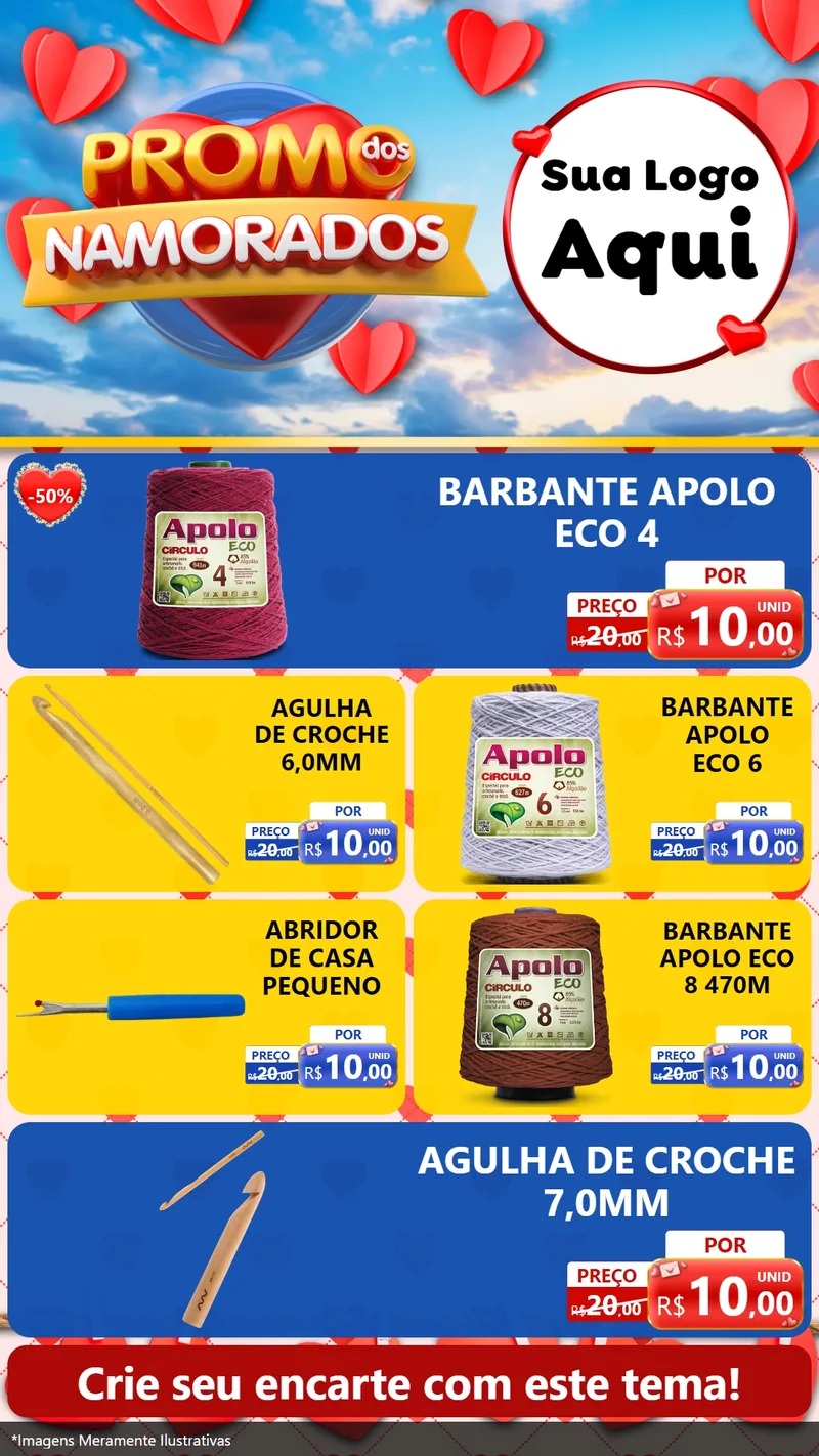Modelo de TV para TV Vertical com o tema Promo dos Namorados para Armarinho e Aviamentos