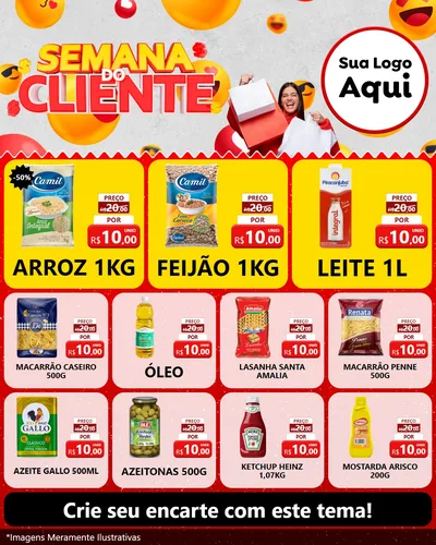 Modelo de Rede Social para Feed Instagram com o tema Semana do Cliente para Supermercado